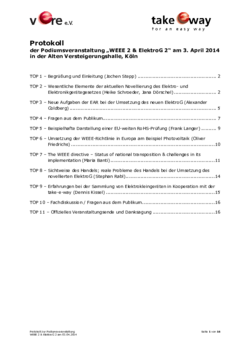 Protokoll WEEE2 & ElektroG2 in Köln (03.04.2014)